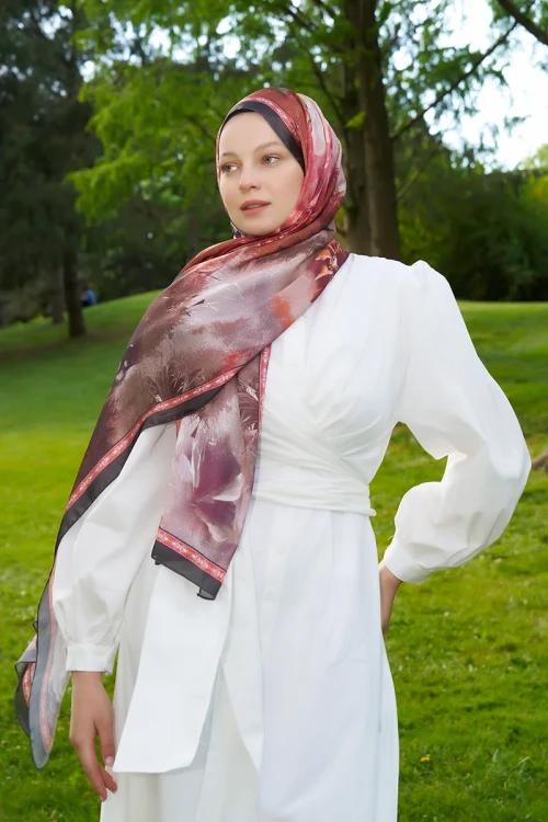 Crystal Perla Desen Şal - Kiremit 