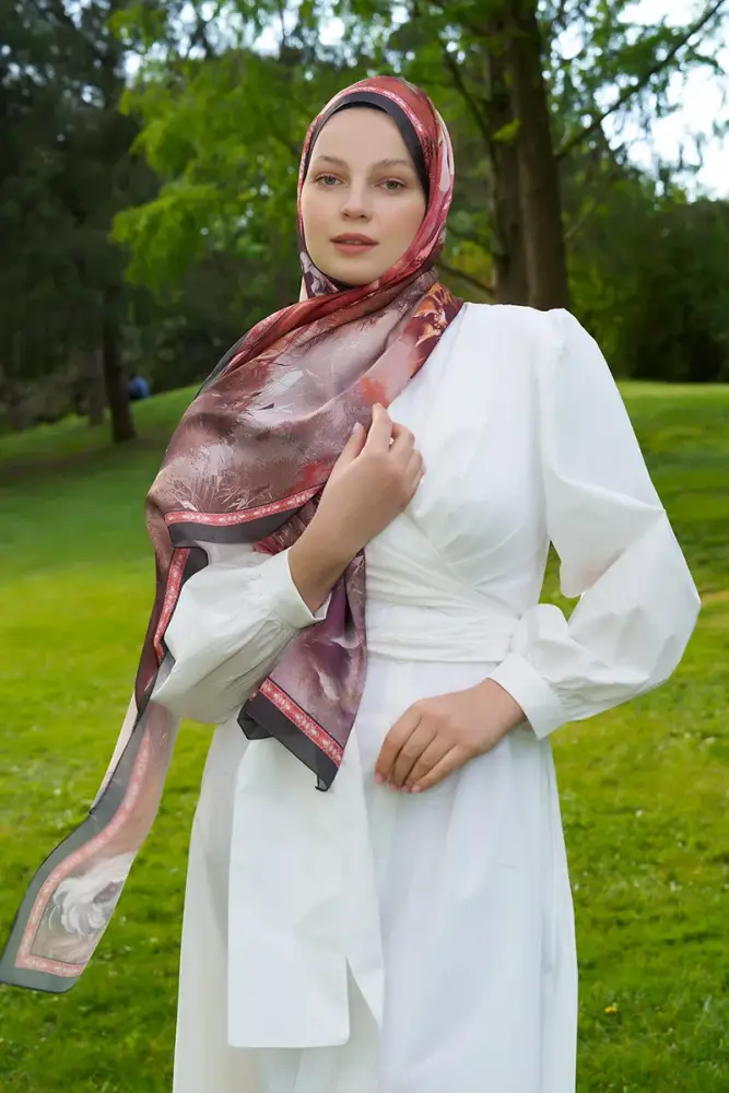 Crystal Perla Desen Şal - Kiremit - 3