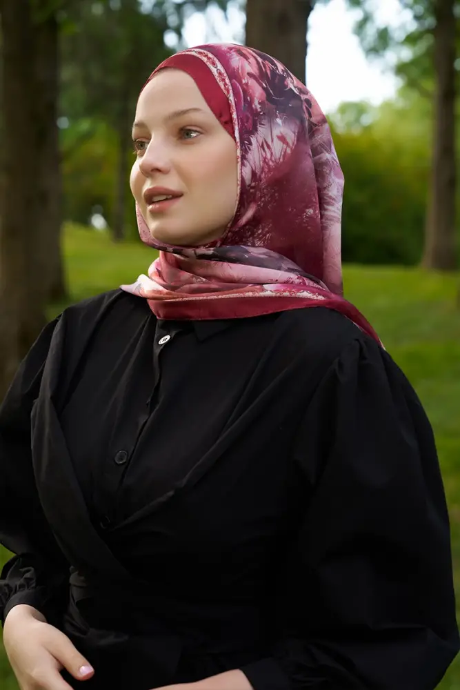 Crystal Perla Desen Şal - Kırmızı - 2