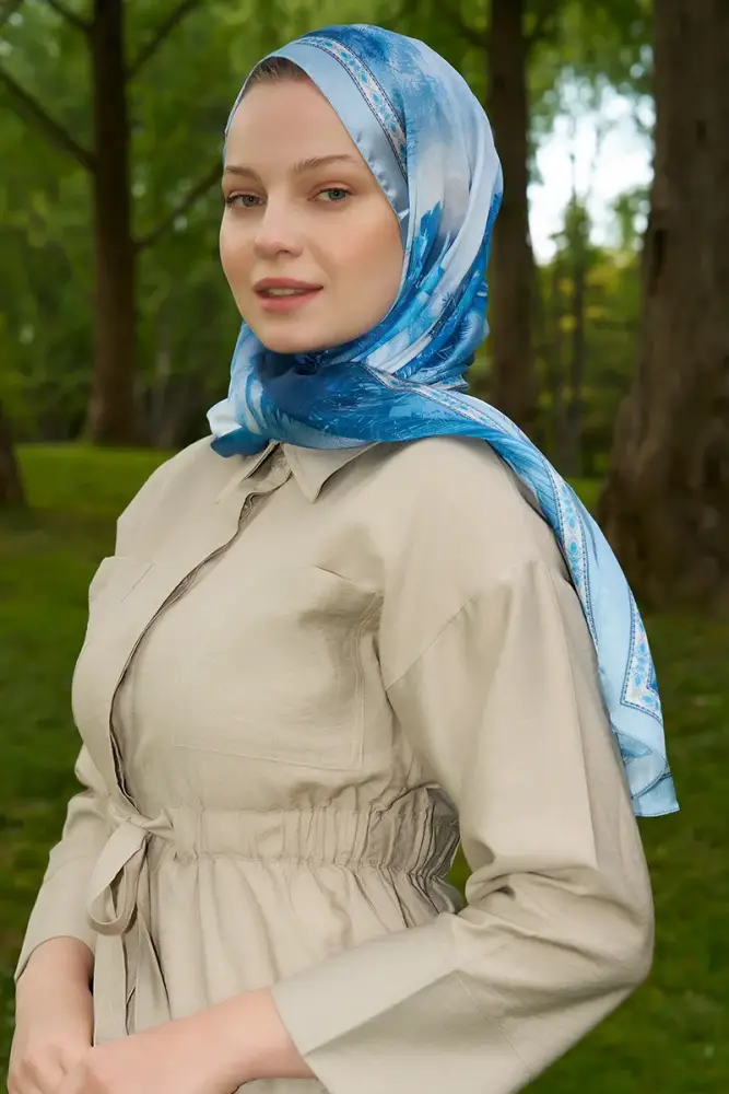 Crystal Perla Desen Şal - Mavi - 2