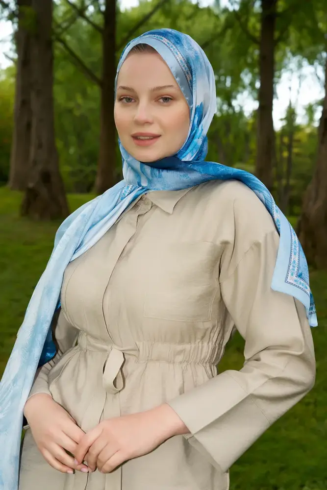 Crystal Perla Desen Şal - Mavi - 3