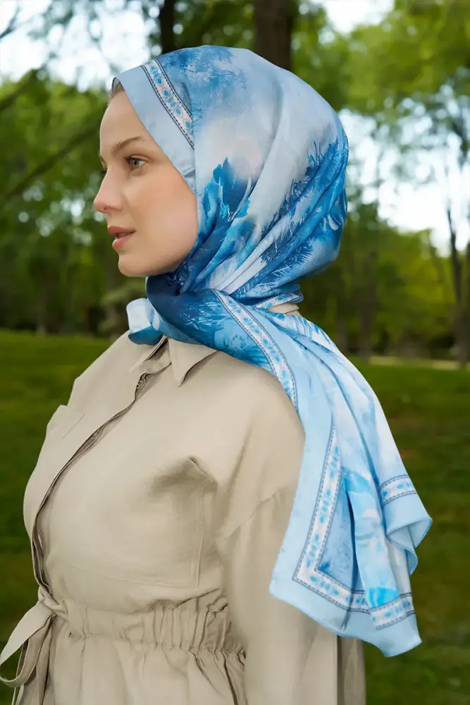 Crystal Perla Desen Şal - Mavi - 4