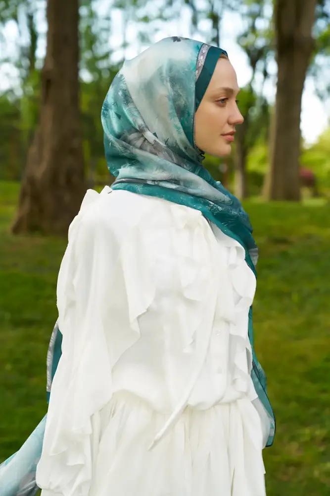 Crystal Perla Desen Şal - Petrol - 2