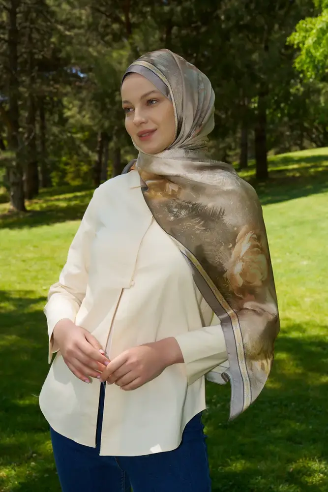 Crystal Perla Desen Şal - Yağ Yeşili - 3