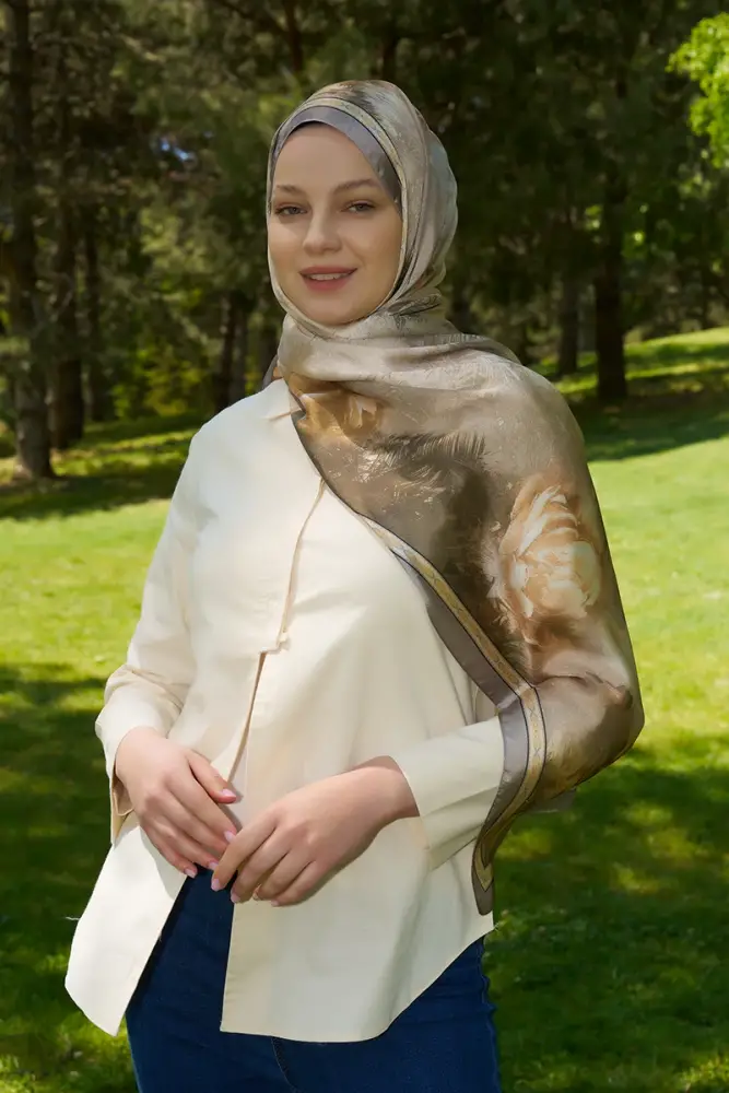 Crystal Perla Desen Şal - Yağ Yeşili - 4