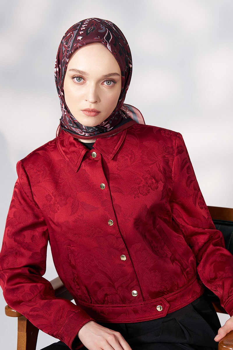 Daisy Allure Desen Eşarp - Bordo - MADAME POLO