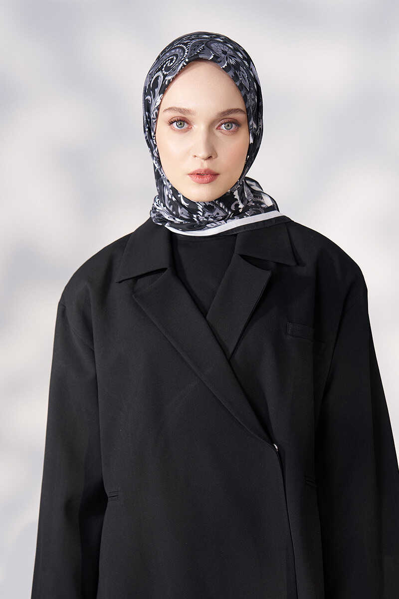 Daisy Allure Desen Eşarp - Siyah - MADAME POLO