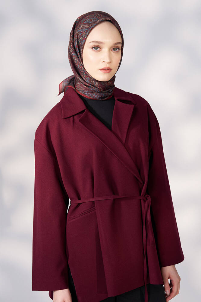 Daisy Glory Desen Eşarp - Bordo - 4