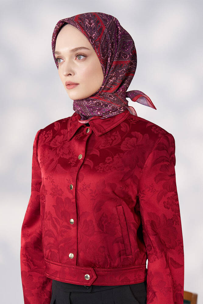 Daisy Glory Desen Eşarp - Kırmızı - 1