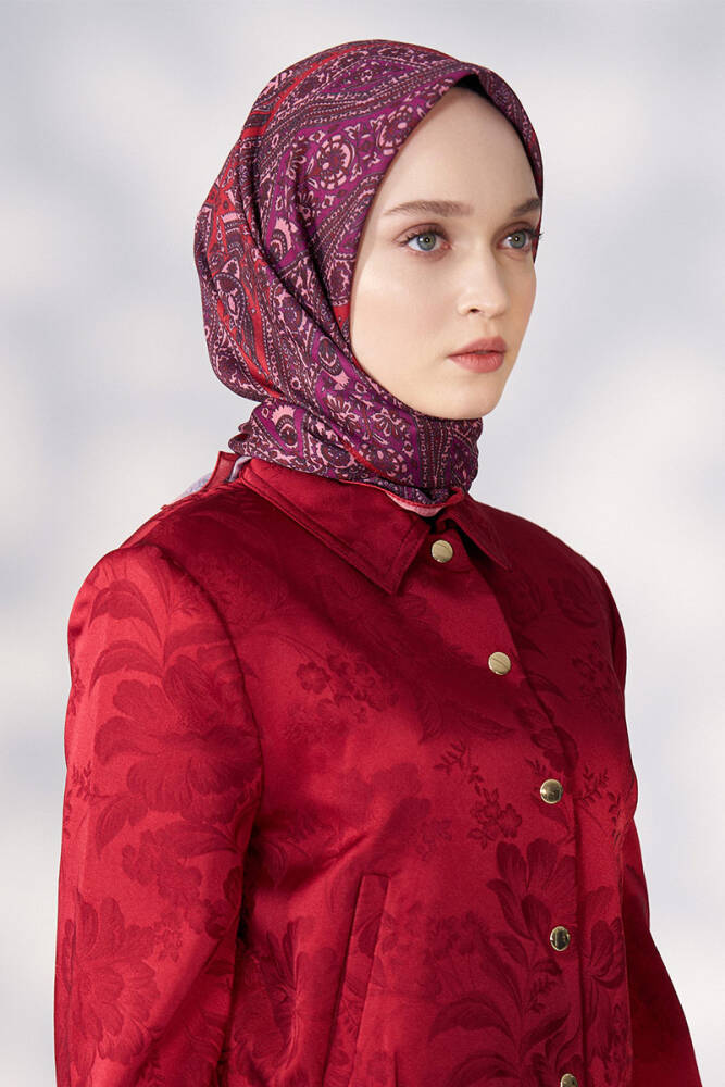 Daisy Glory Desen Eşarp - Kırmızı - 2