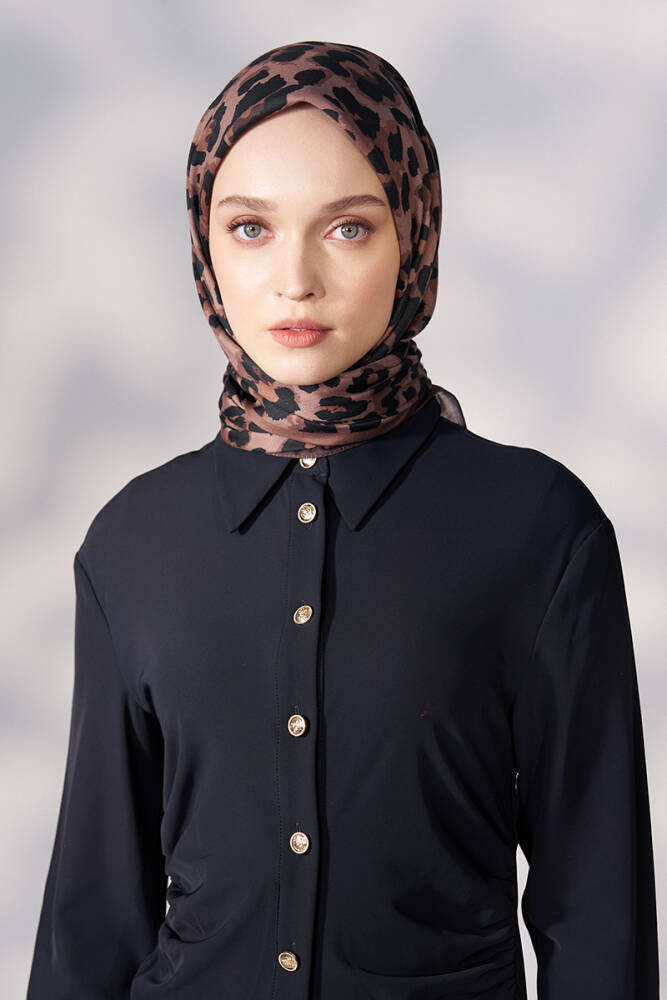 Daisy Leopar Desen Eşarp - Mocha - 1