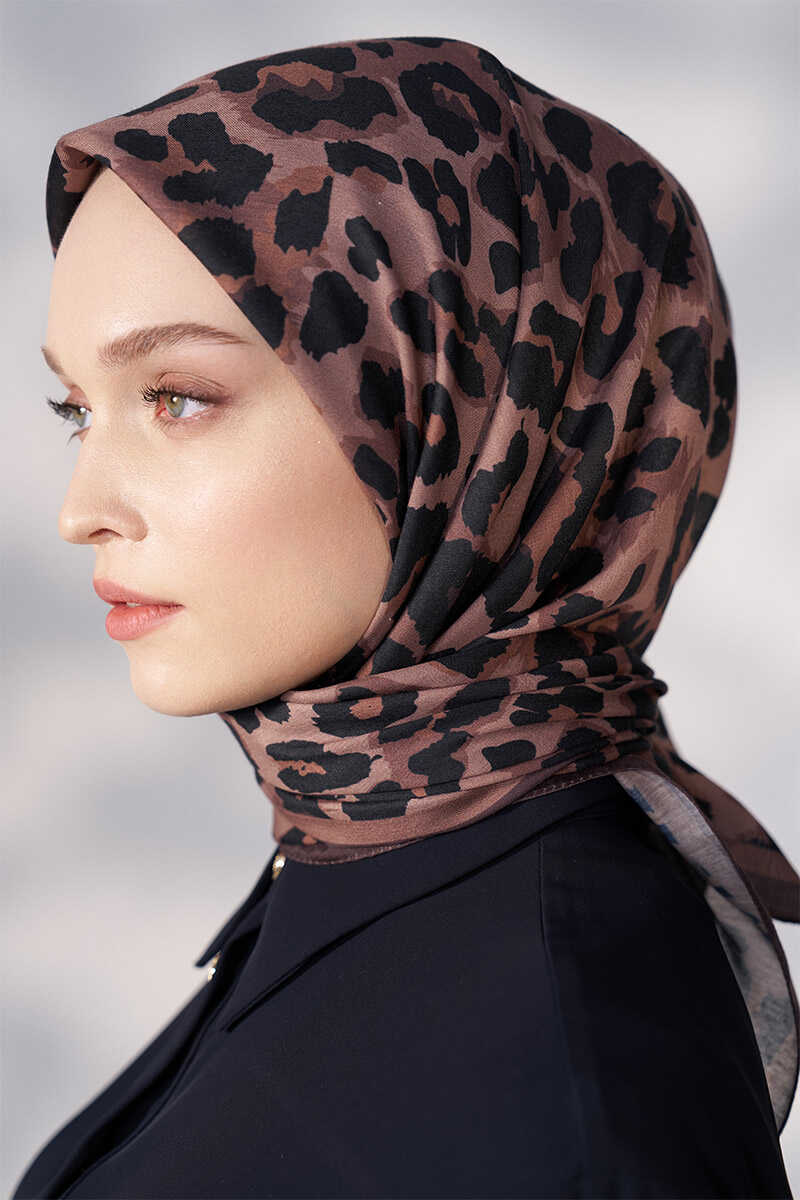 Daisy Leopar Desen Eşarp - Mocha - MADAME POLO