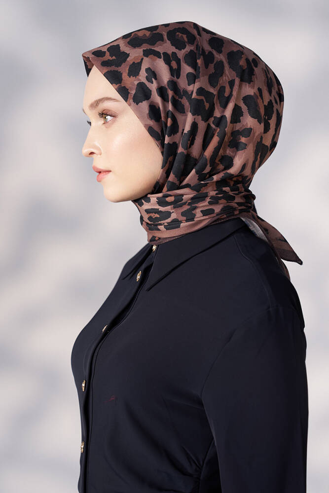 Daisy Leopar Desen Eşarp - Mocha - 4