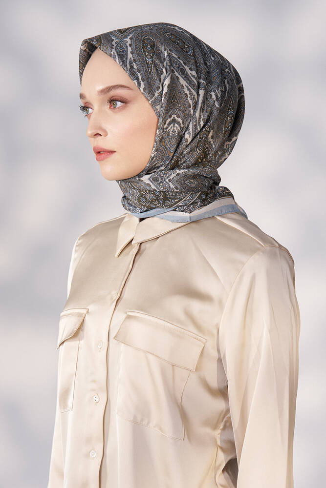 Daisy Linda Desen Eşarp - Mavi - 1