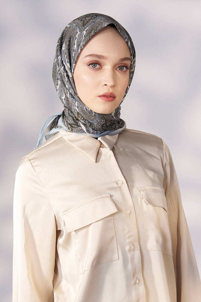 Daisy Linda Desen Eşarp - Mavi - 4