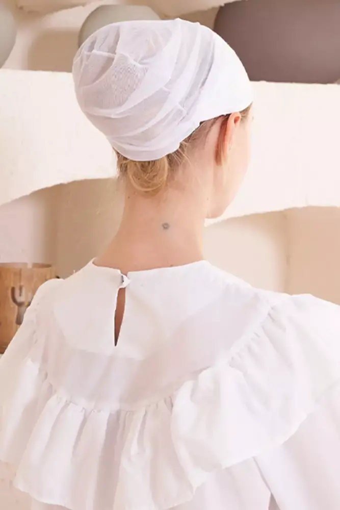 Dikişsiz Fileli Düz Bone - Beyaz - 3