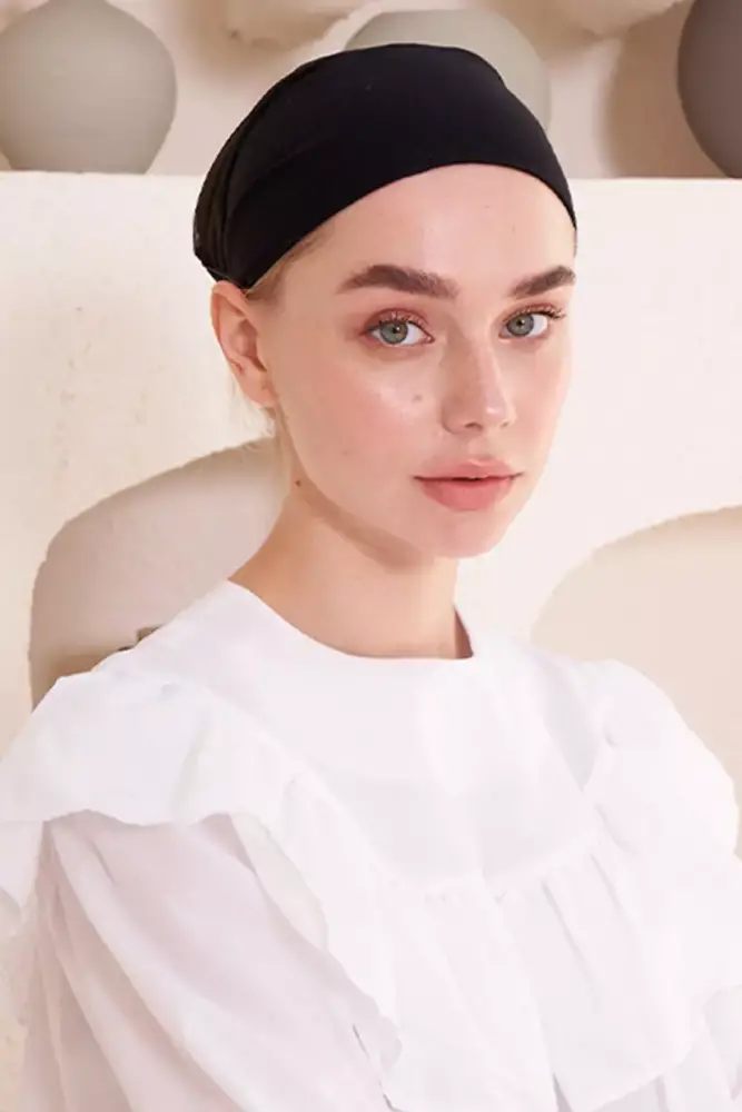 Dikişsiz Fileli Düz Bone - Siyah - 2