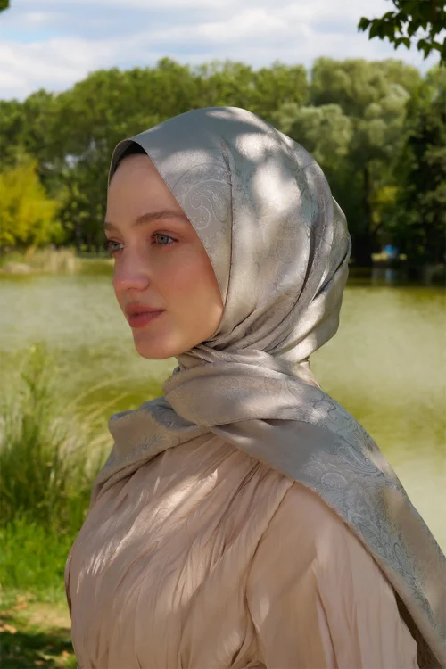 Elegance Etnik Desen Jakar Şal - Bej 