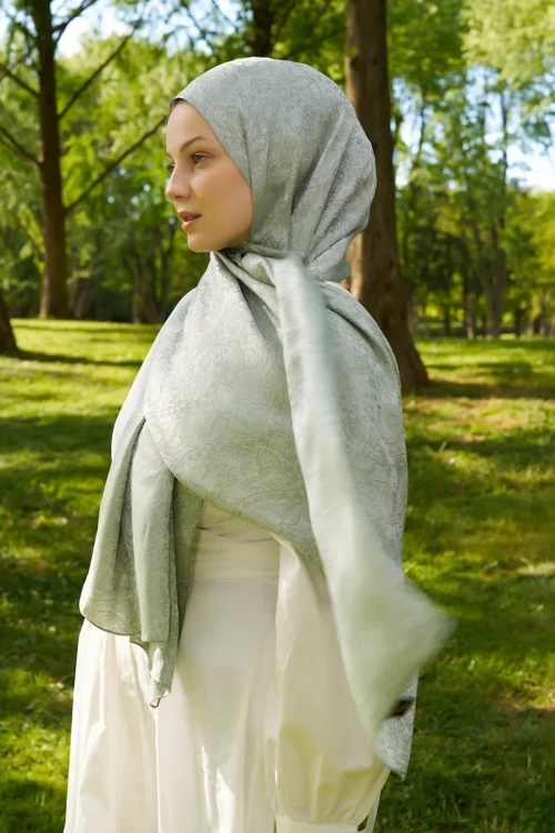 Elegance Etnik Desen Jakar Şal - Mint 