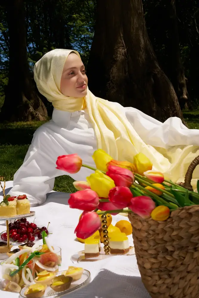 Elegance Etnik Desen Jakar Şal - Sarı - 4