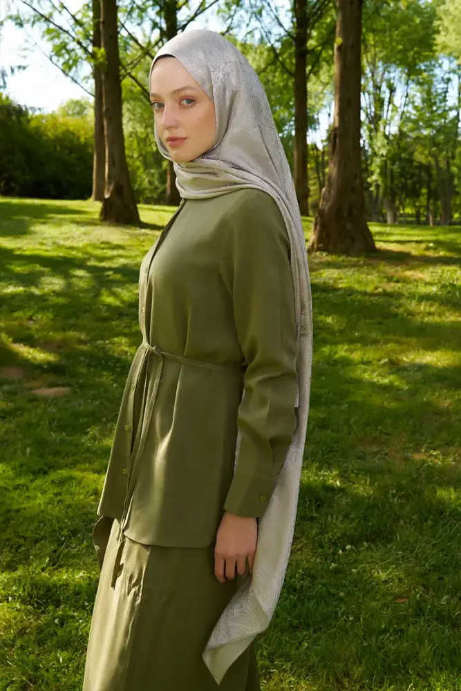 Elegance Lace Desen Jakar Şal - Bej - 4