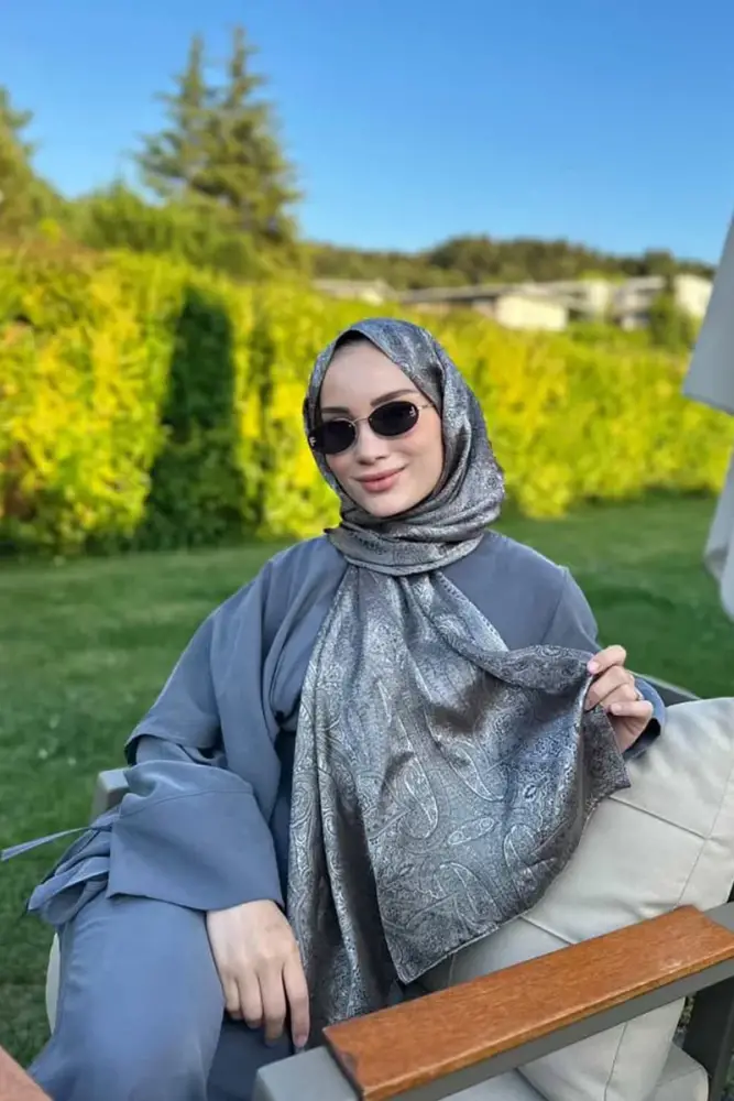 Rabia Hundi Elegance Lace Desen Jakar Şal - Kahverengi - 1