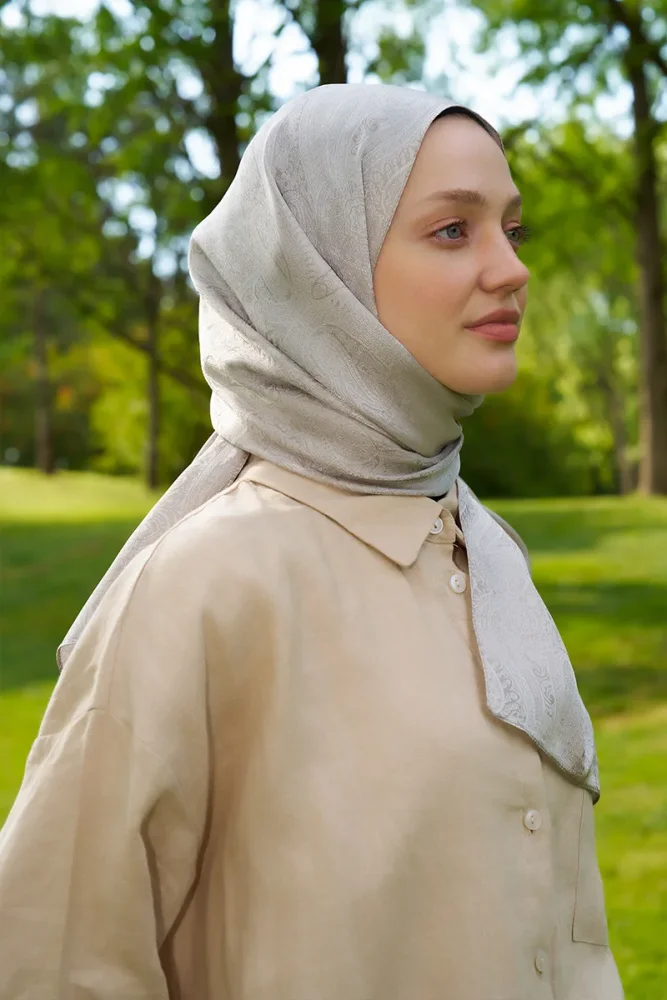 Elegance Silva Desen Jakar Şal - Bej - 1