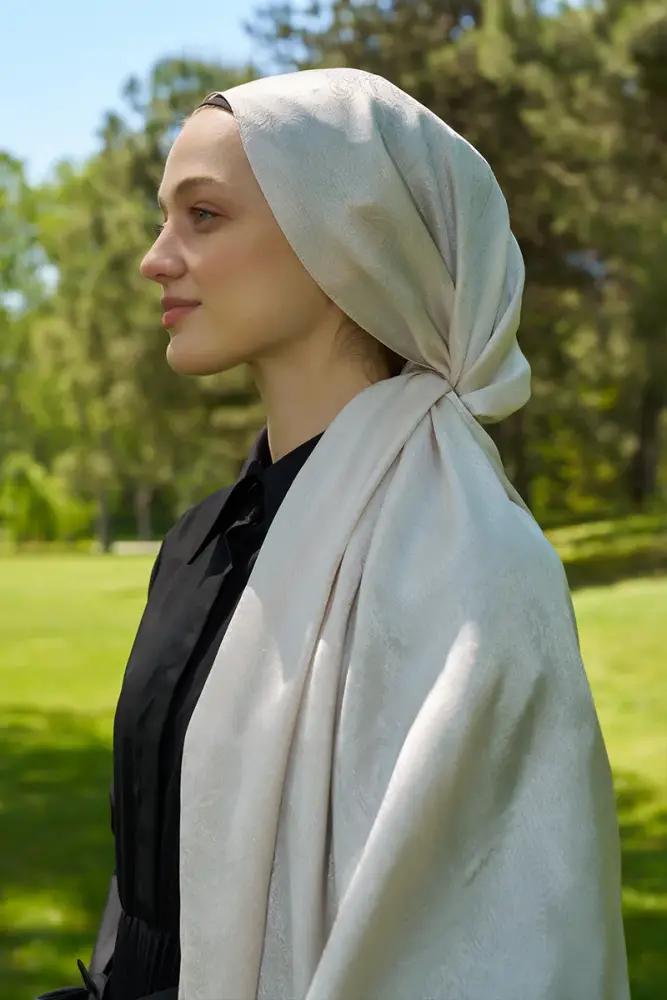 Elegance Silva Desen Jakar Şal - İnci - 2