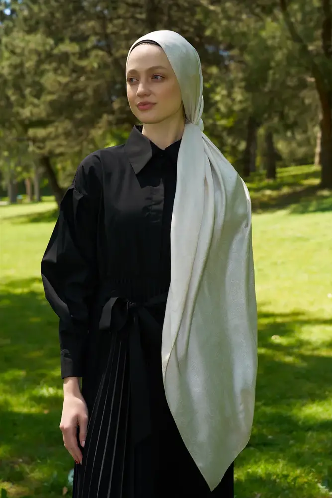 Elegance Silva Desen Jakar Şal - İnci - 3