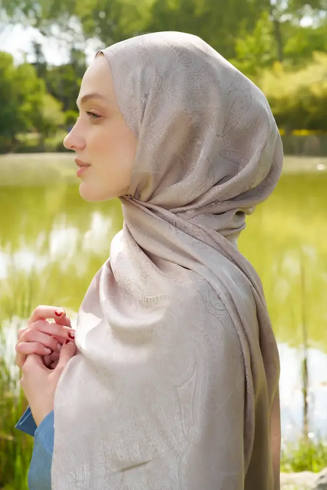 Elegance Silva Desen Jakar Şal - Pudra - 2