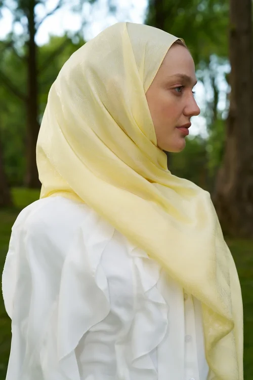 Elegance Silva Desen Jakar Şal - Sarı 