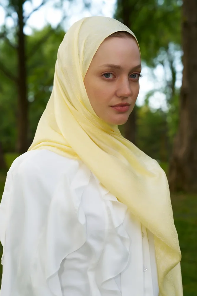Elegance Silva Desen Jakar Şal - Sarı - 2
