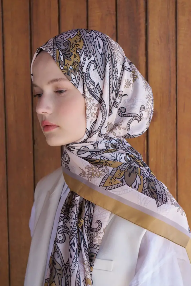 Endless Alive Desen Şal - Hardal - 3