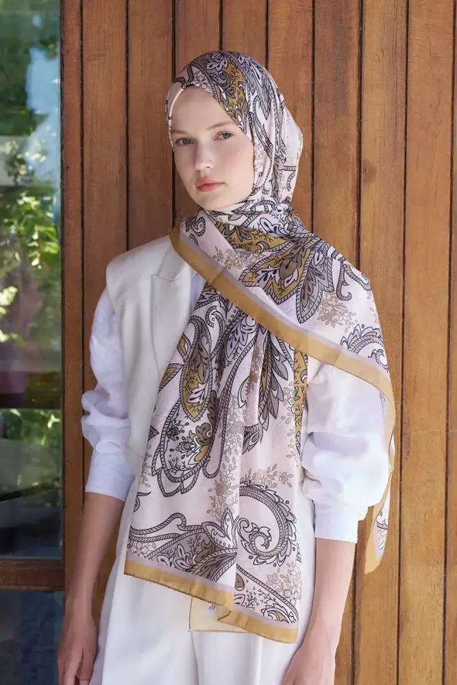 Endless Alive Desen Şal - Hardal - 4