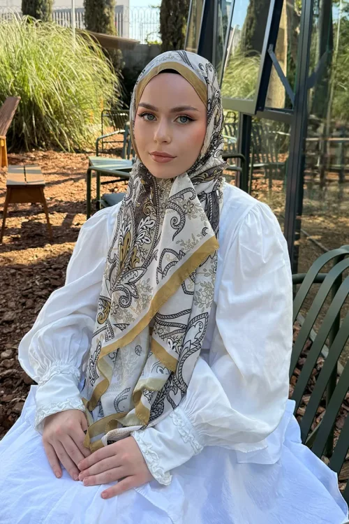 Endless Alive Desen Şal - Hardal 