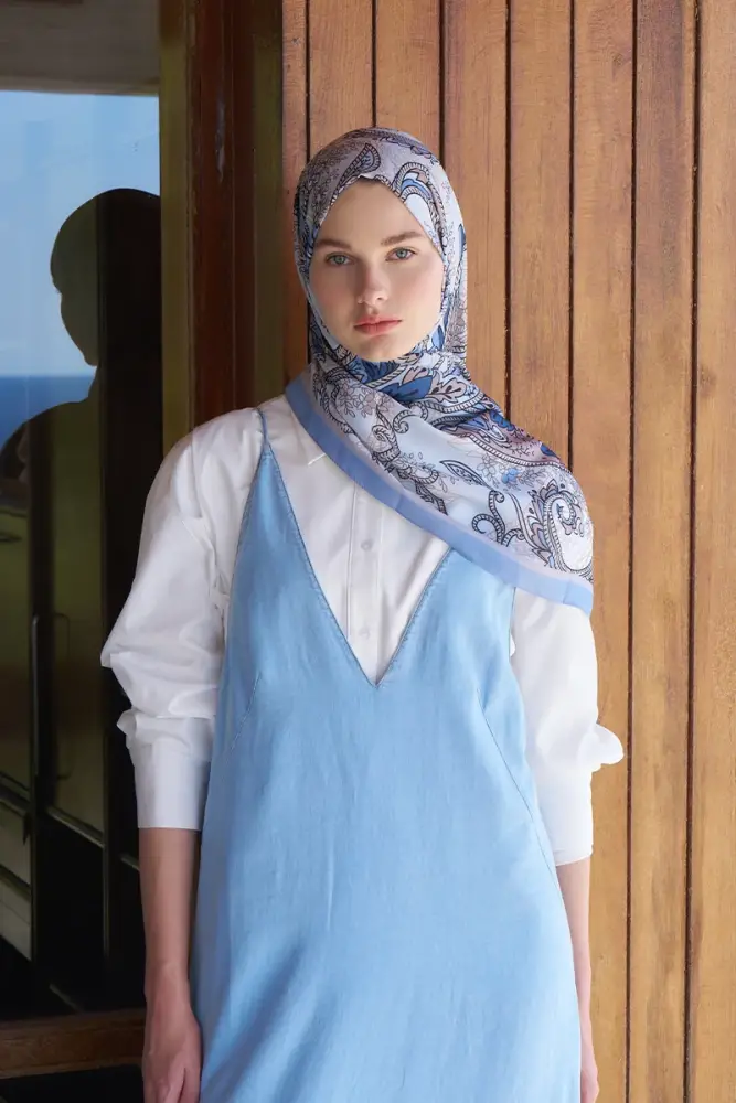 Endless Alive Desen Şal - İndigo - 1