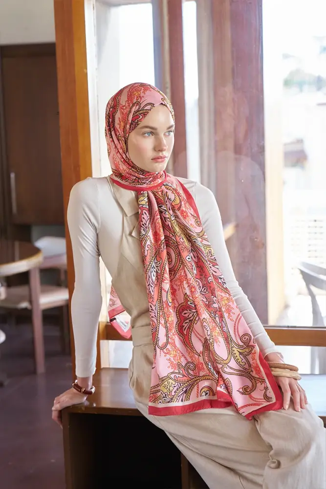 Endless Alive Desen Şal - Kırmızı - 3