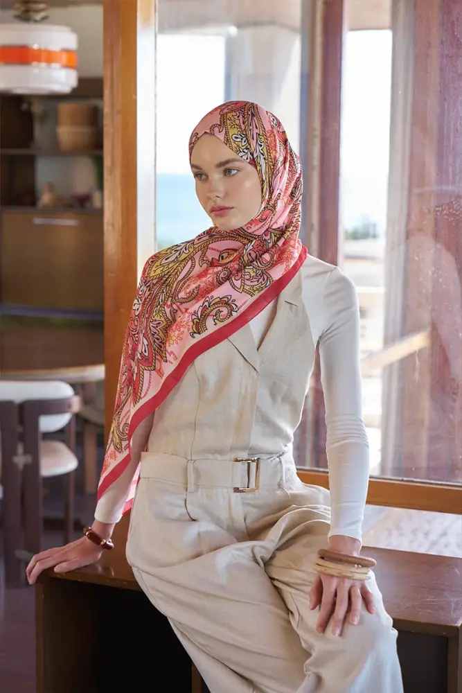 Endless Alive Desen Şal - Kırmızı - 2