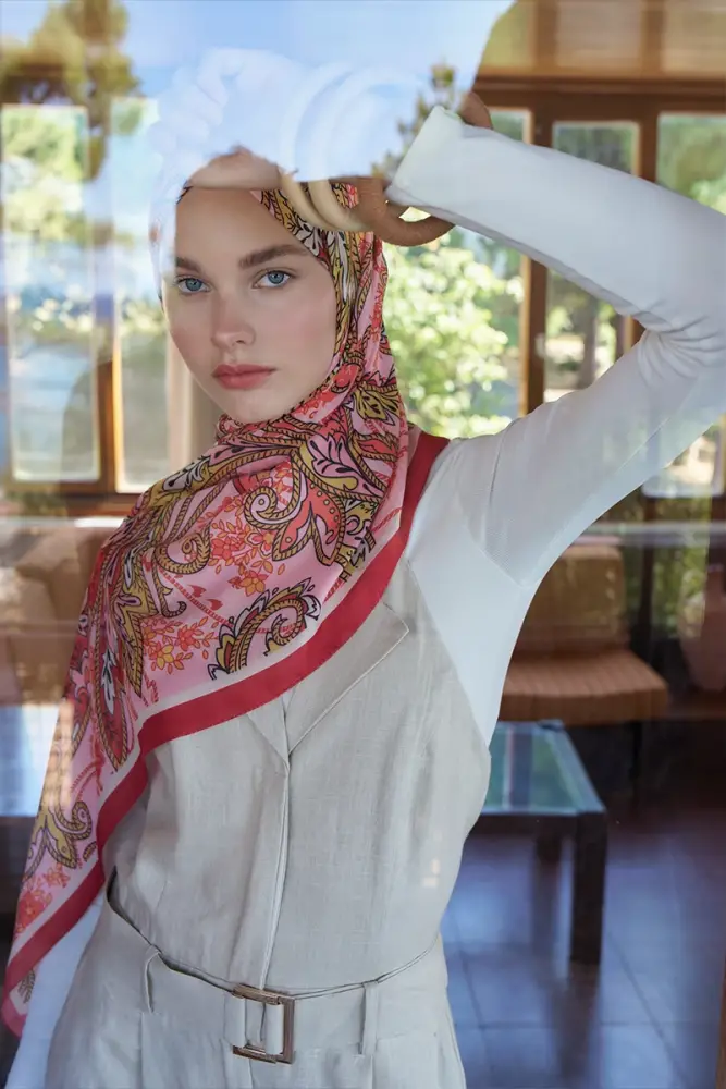 Endless Alive Desen Şal - Kırmızı - 1