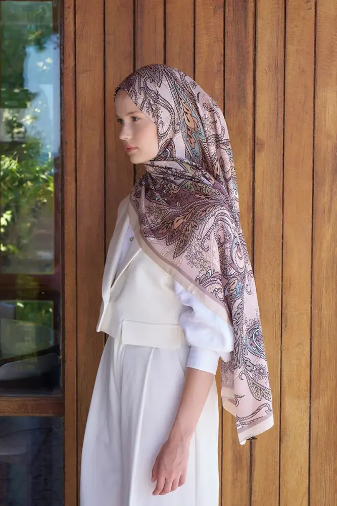 Kübra KOÇ Endless Alive Desen Şal - Latte - 2