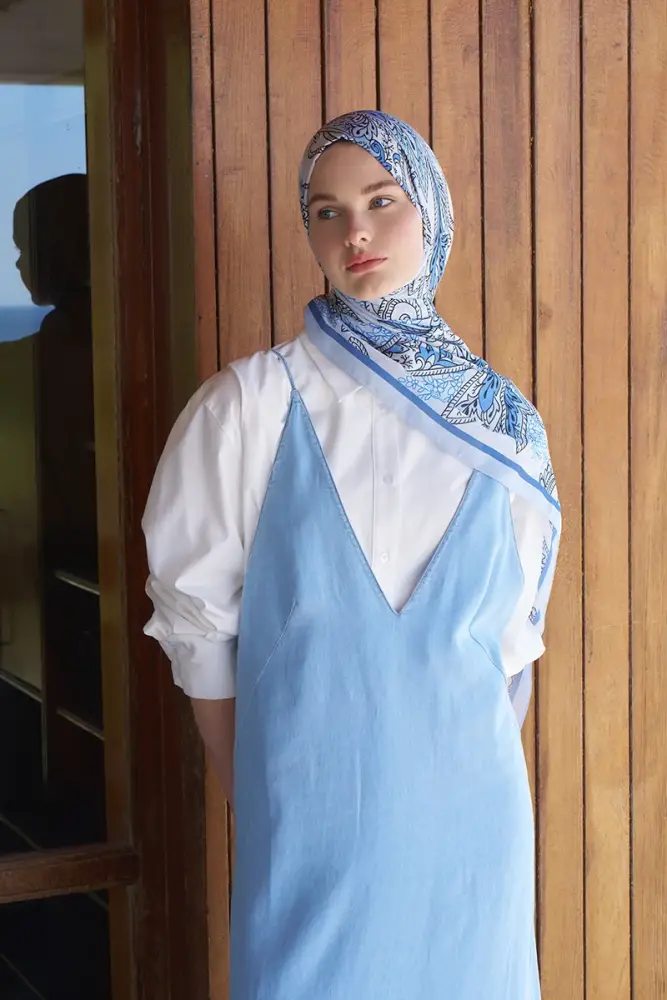 Endless Alive Desen Şal - Mavi - 1