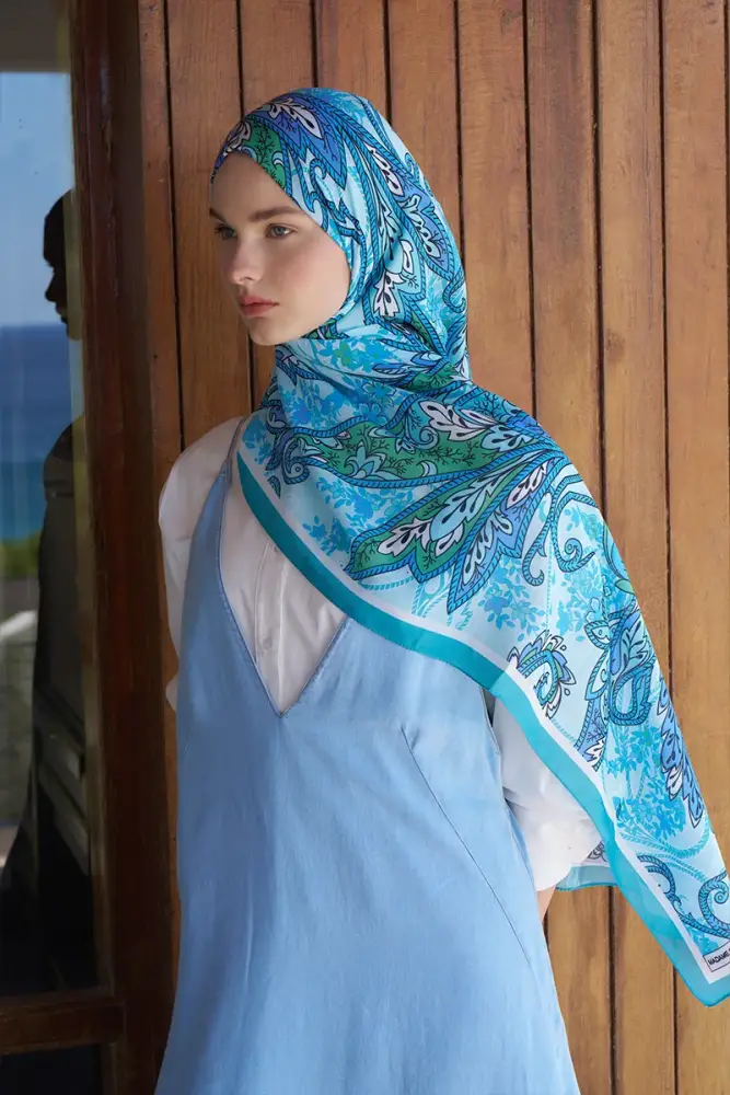 Endless Alive Desen Şal - Turkuaz - 2