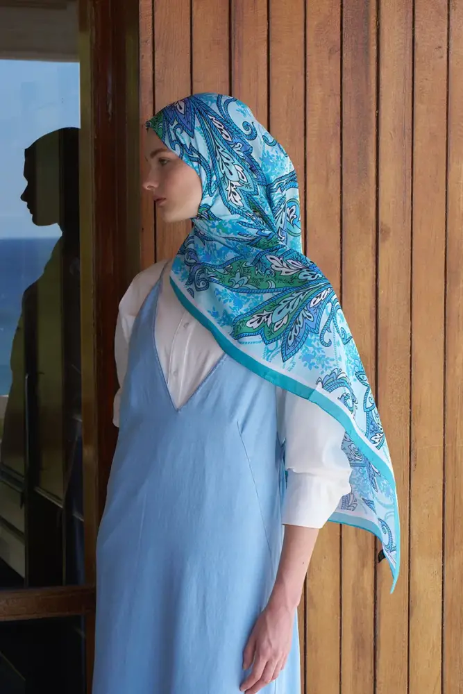 Endless Alive Desen Şal - Turkuaz - 4