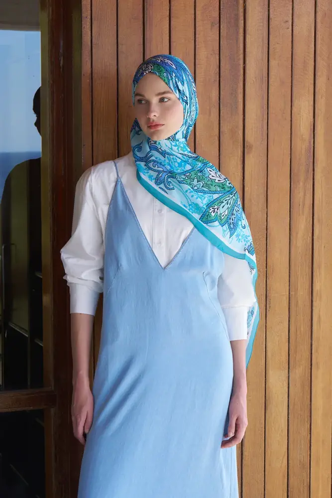 Endless Alive Desen Şal - Turkuaz - 3