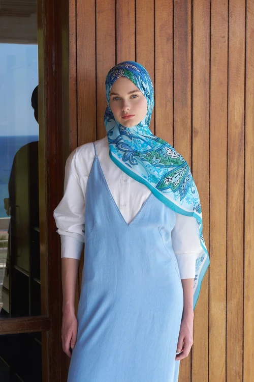 Endless Alive Desen Şal - Turkuaz 