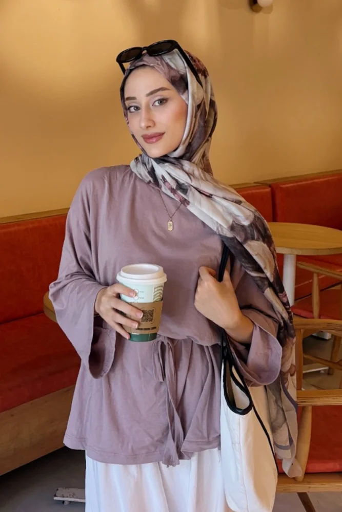 Endless Bloom Desen Şal - Bej - 1