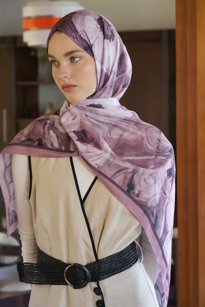 Endless Bloom Desen Şal - Gül Kurusu - 2