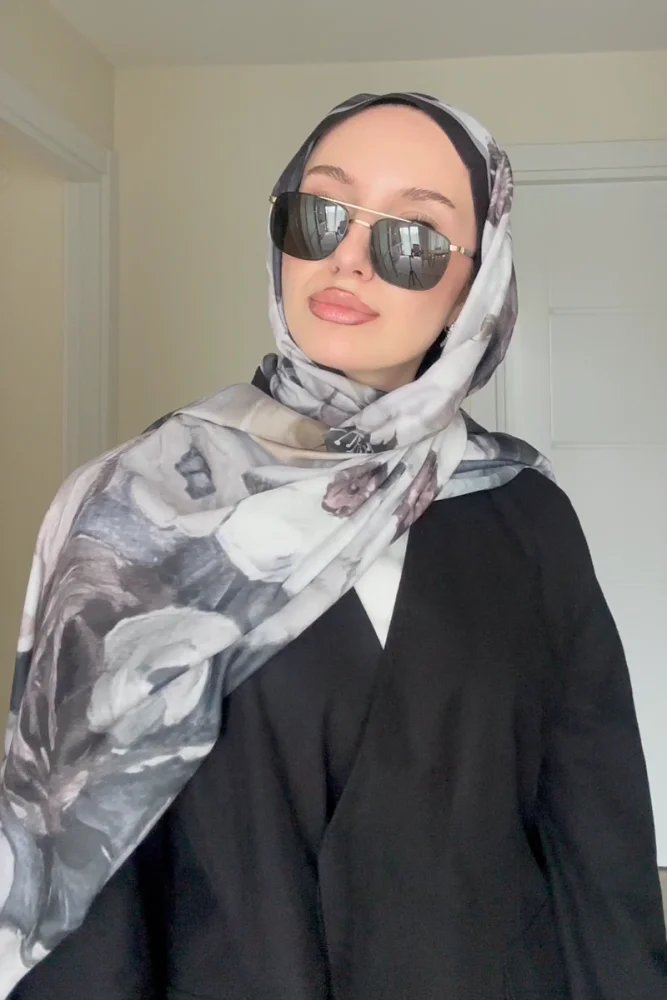 Endless Bloom Desen Şal - Siyah - 1