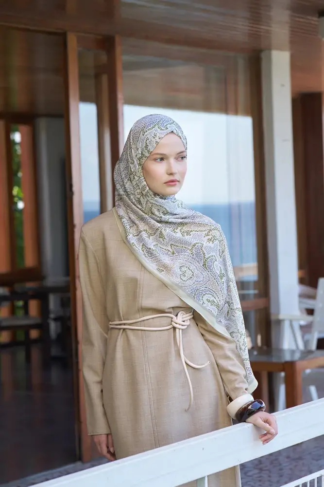 Kübra KOÇ Endless Brise Desen Şal - Sarı - 2