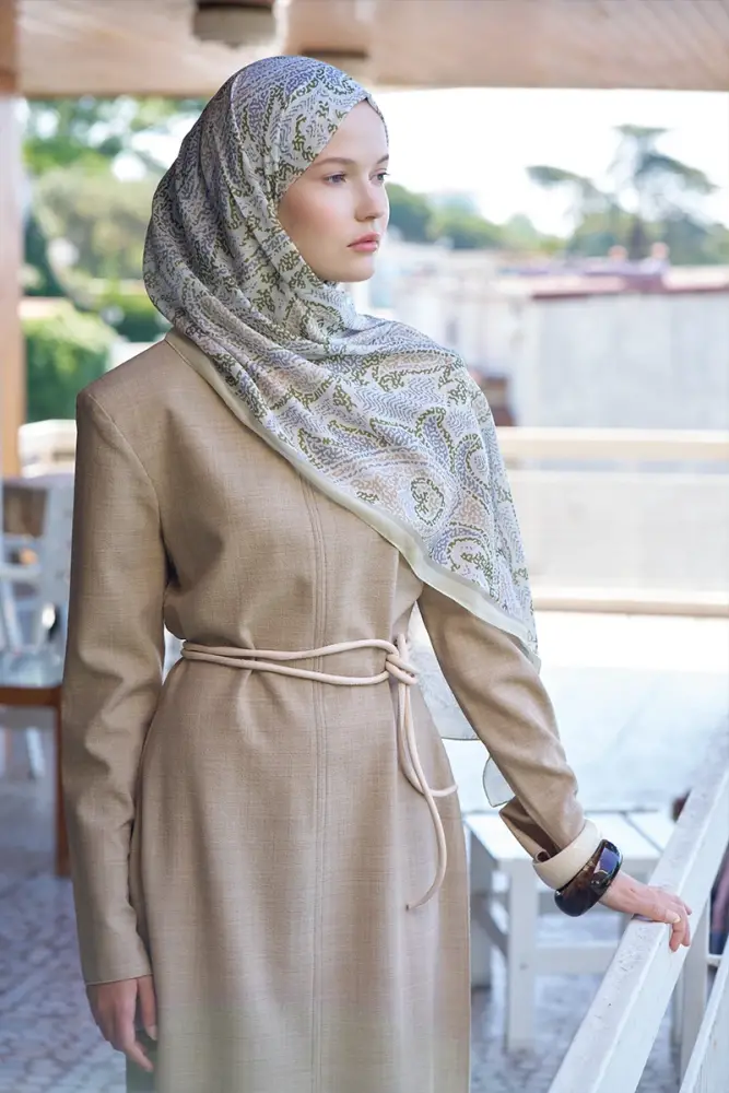 Kübra KOÇ Endless Brise Desen Şal - Sarı - 5